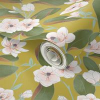 Chinoiserie Magnolias on Chartruese