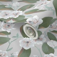 Chinoiserie Magnolias on Silver 