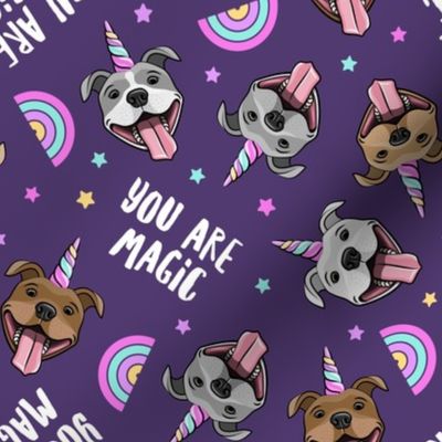 Unicorn Pit Bulls - cute pit bull unicorns -  you are magic - purple - LAD19