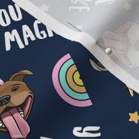 Unicorn Pit Bulls - cute pit bull unicorns -  you are magic - blue - LAD19