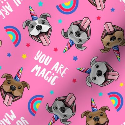 Unicorn Pit Bulls - cute pit bull unicorns -  you are magic - pink2 - LAD19