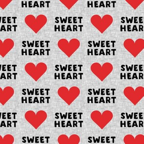 sweet heart - valentines- black and red on grey - LAD19