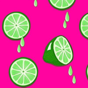 Lime Light Pop Art / Green-Pink -Dancing Citrus  