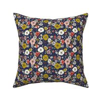 Emma - Modern Chintz Floral - Small Scale - Blue - Bohemian Floral