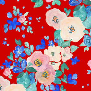 Modern Chintz Red Ground (Larger Scale)
