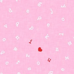 I ❤ U  - alphabet valentines toss - I love you - red on pink - LAD19