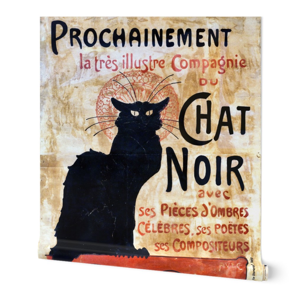 Le Chat Noir, Vintage Black Cat Poster, DIY Pillow or Tea Towel