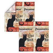 Le Chat Noir, Vintage Black Cat Poster, DIY Pillow or Tea Towel