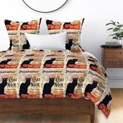 Le Chat Noir, Vintage Black Cat Poster, DIY Pillow or Tea Towel