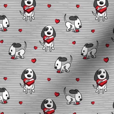 Cute dog valentines day - grey stripes - cute dog valentines - LAD19