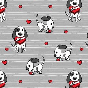 Cute dog valentines day - grey stripes - cute dog valentines - LAD19