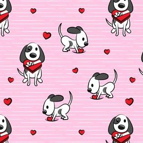 Cute dog valentines day - pink stripes - cute dog valentines - LAD19
