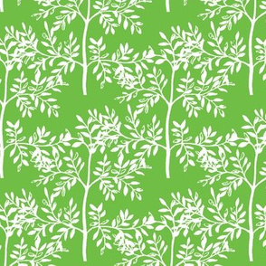 Leafy Trees in Lime Green and White