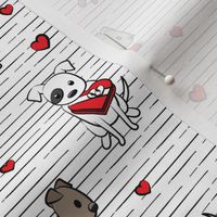 Cute Valentine Pitties - black stripes -  pit bull valentines day - LAD19