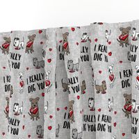 I really dig you! - grey - pit bull valentines day - LAD19