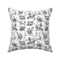 8" Dinosaur Land Sketch Black and White