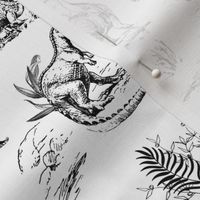 8" Dinosaur Land Sketch Black and White