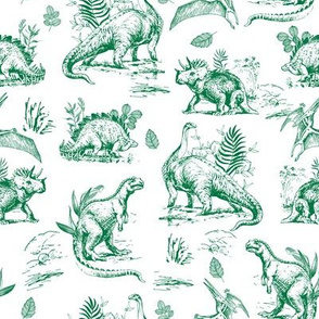 8" Green and White Dinosaur Sketch