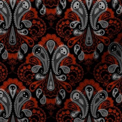 ghost paisley small - red and gray