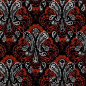 ghost paisley small - red and gray