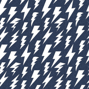 lightning bolts navy linen