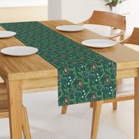 Christmas chintz with robin on dark green