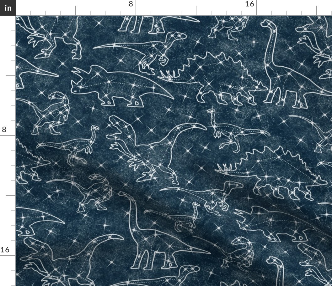 Constellation dinosaurs on midnight blue - large scale