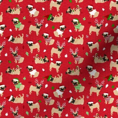 Pug Christmas Red Small