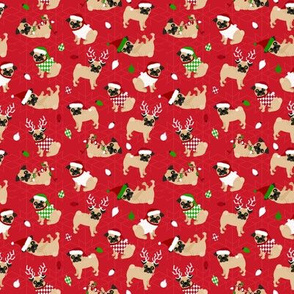 Pug Christmas Red Small