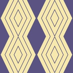 JP20 - Medium - Harlequin Pinstripe Diamond Chains in Grape Purple  on Whipped Butter Yellow