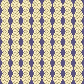 JP20 - Tiny - Harlequin Pinstripe Diamond Chains in Grape Purple  on Whipped Butter Yellow