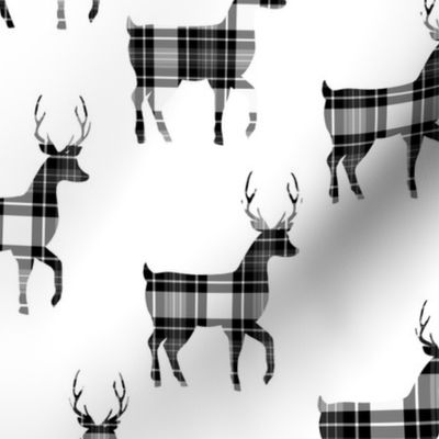 Tartan Buck Deer |Black White Plaid | Renee Davis