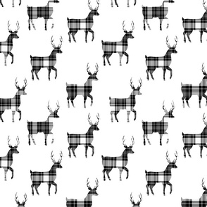 Tartan Buck Deer |Black White Plaid | Renee Davis