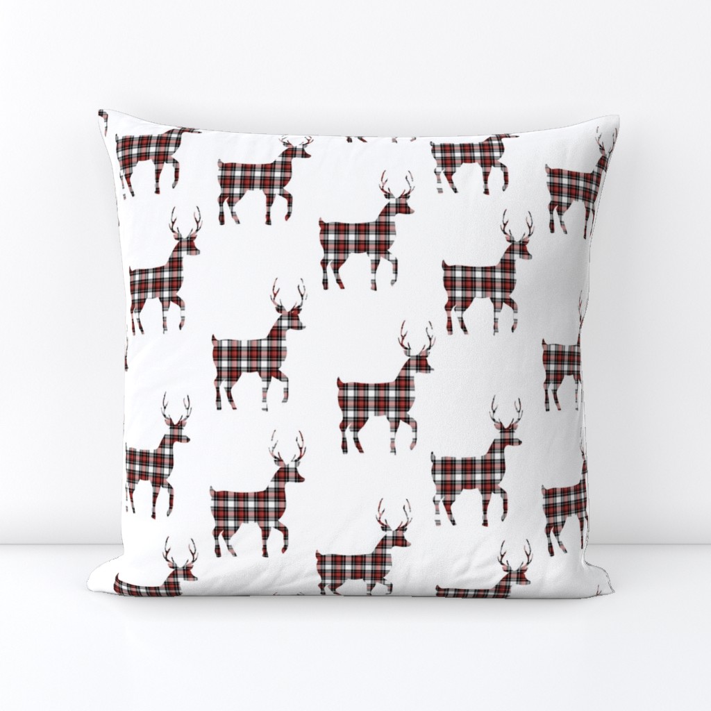 Tartan Buck Deer | Red Black White |Christmas |Renee Davis