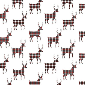 Tartan Buck Deer | Red Black White |Christmas |Renee Davis