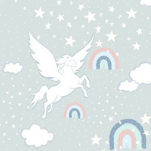 Rainbow Pegasus - dusty blue