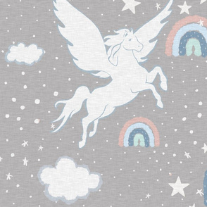 Pegasus Rainbow - Grey Linen