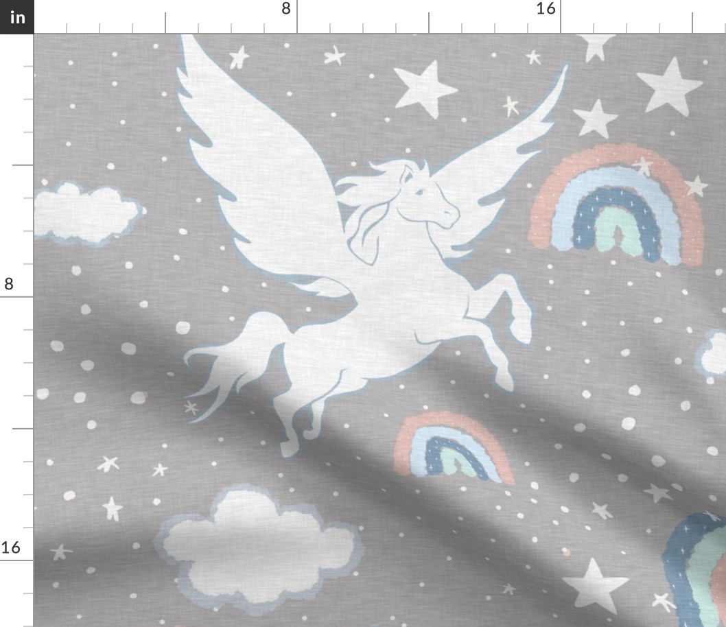 Pegasus Rainbow - Grey Linen