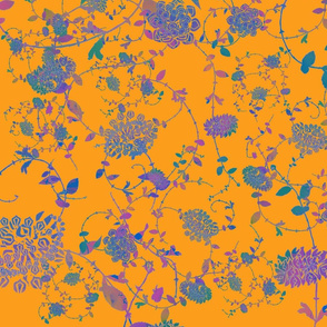 Orange Blue Purple Chintz