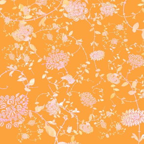 Yellow Pink Chintz 24 x 24