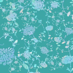 Turquoise Blue Chintz