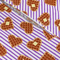 heart shaped waffles - purple stripes - valentines food - LAD19