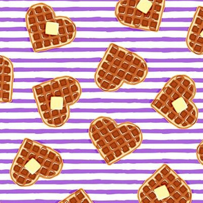 heart shaped waffles - purple stripes - valentines food - LAD19