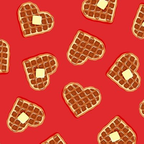 heart shaped waffles - red - valentines food - LAD19