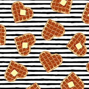 heart shaped waffles - black stripes - valentines food - LAD19
