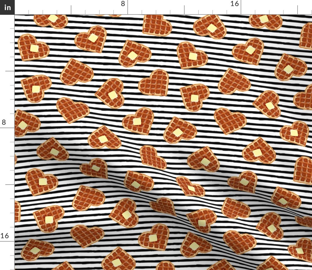 heart shaped waffles - black stripes - valentines food - LAD19