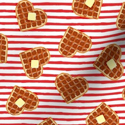 heart shaped waffles - red stripes - valentines food - LAD19