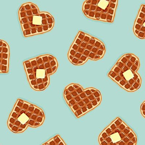 heart shaped waffles - mint - valentines food - LAD19