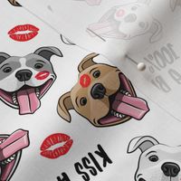 (small scale) 100% Kiss a bull - cute pit bull dog fabric - lips - love valentines - red and white - LAD19BS