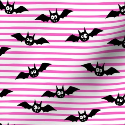 (2.5" width) bats - cute halloween - pink stripes - LAD19BS